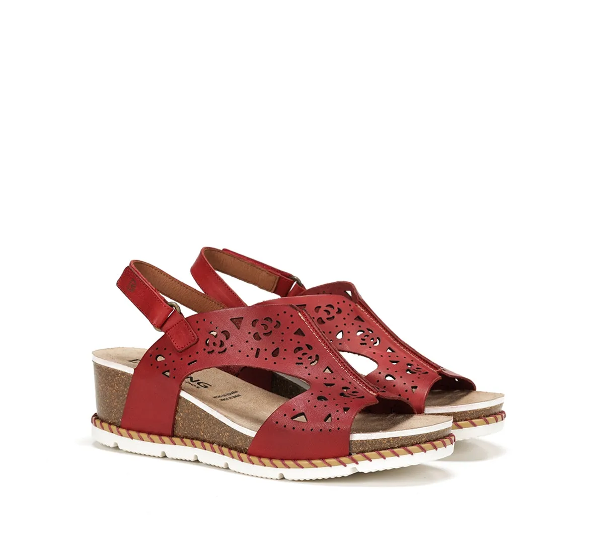 Dorking Gold D9319 sandali zeppa rossi donna