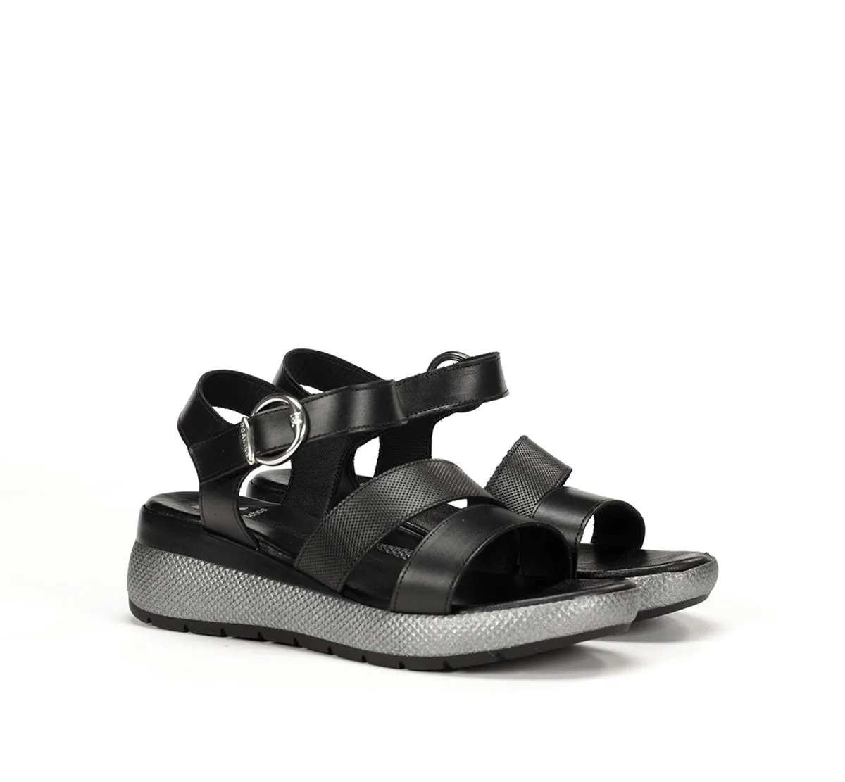 Fluchos Ever D9313 sandalo donna nero fibbia