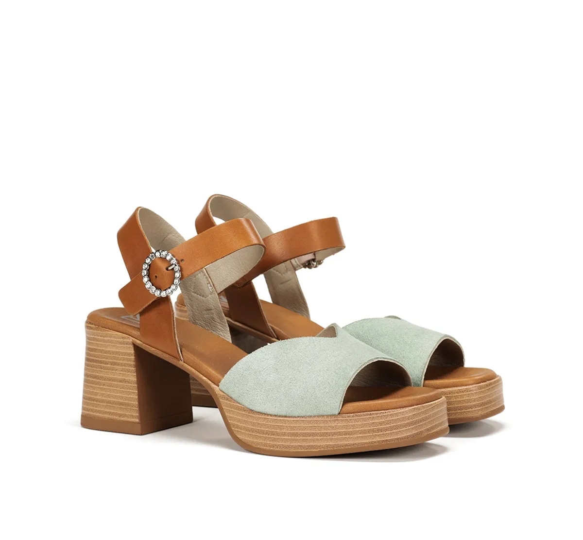 Fluchos Diamond D9283 Sandalo Verde Tacco Largo