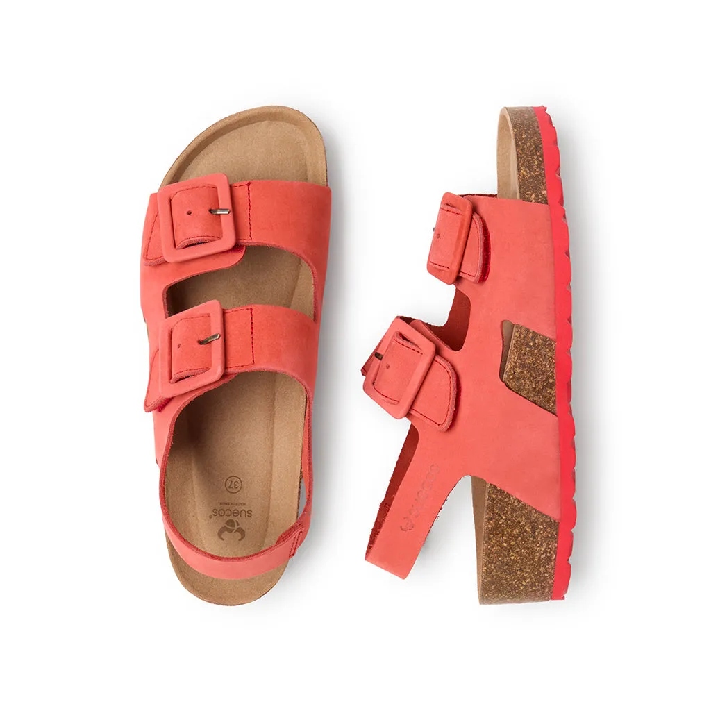 Suecos Sommar sandali donna corallo con zeppa