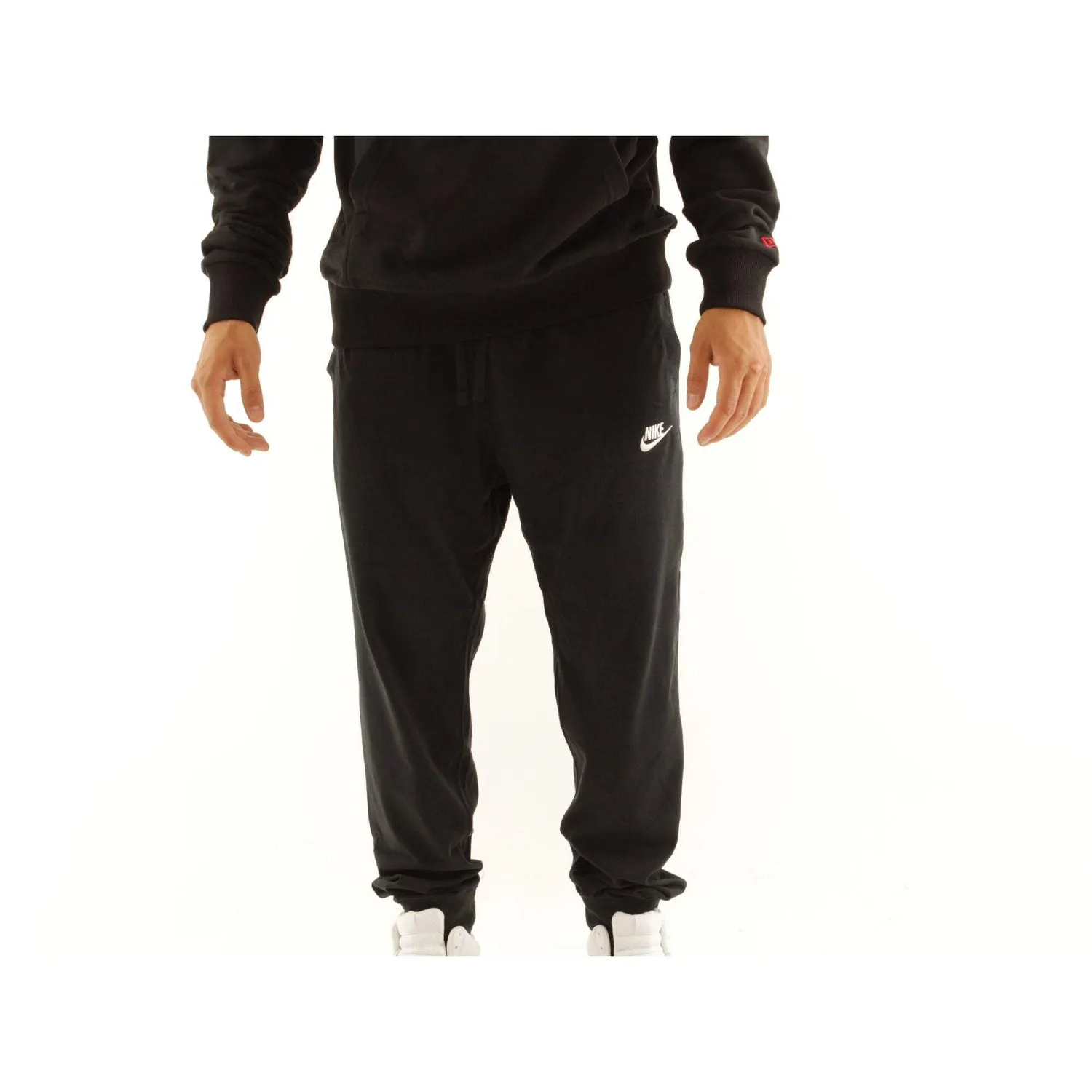 Nike Squad pantaloni tuta uomo grigio pile banda bianca