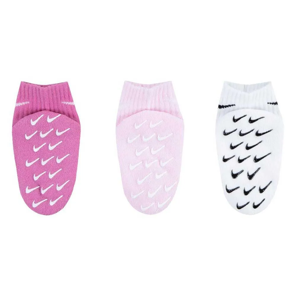 Nike 3pk Gripper Qtr calzini bambini rosa 3 paia cotone