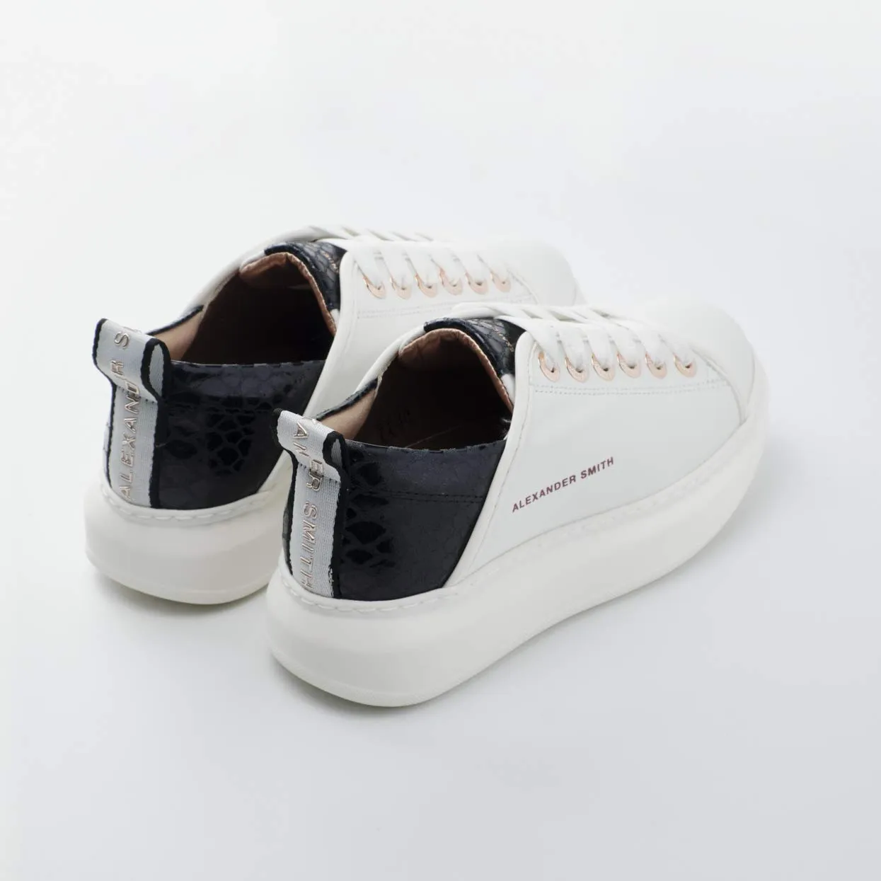Alexander Smith Wembley White Black sneakers donna pelle pitone