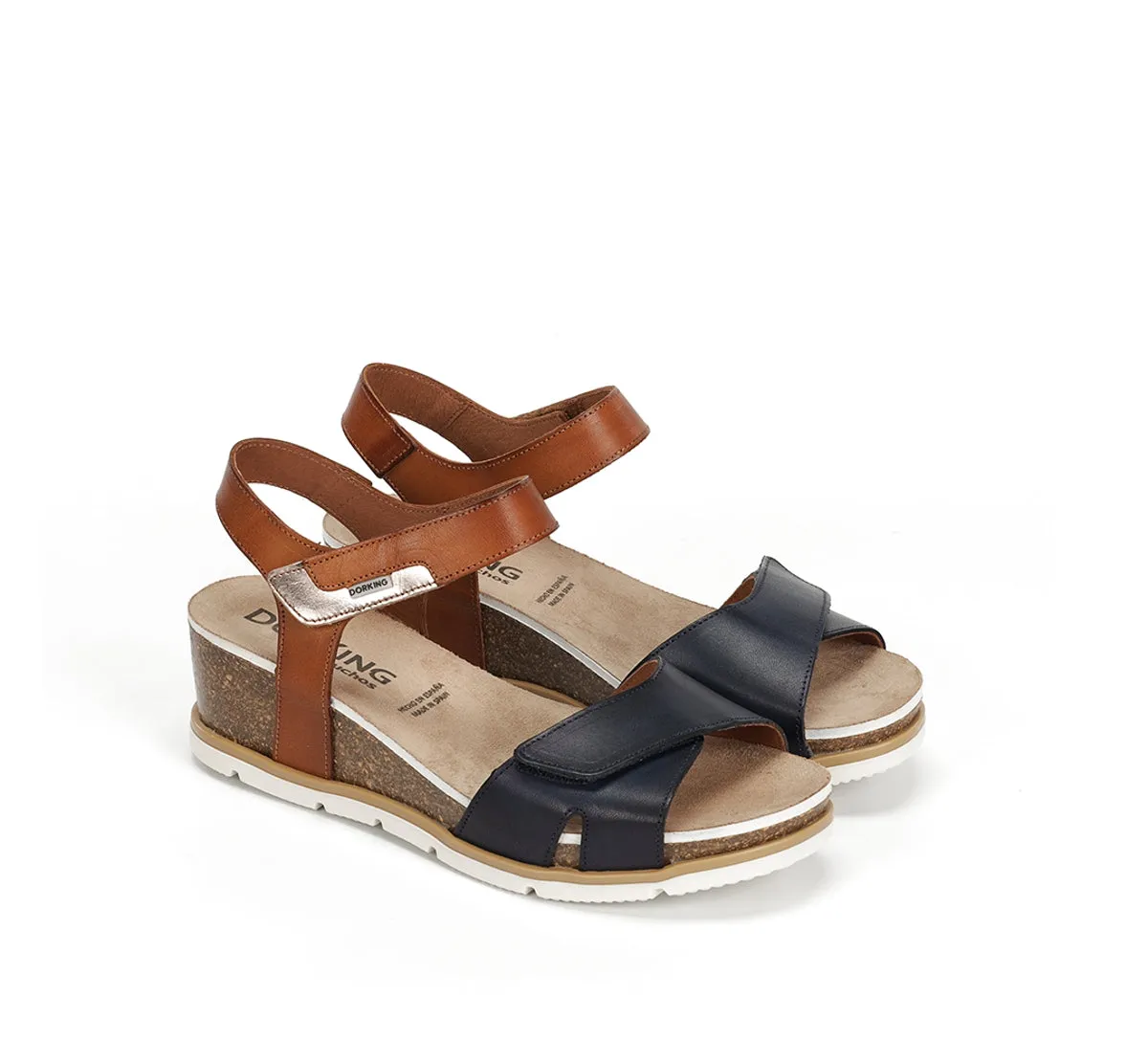 Fluchos Gold D9512 sandali zeppa donna blu