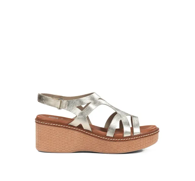 Dorking Nido D9451 sandalo donna oro zeppa espadrillas