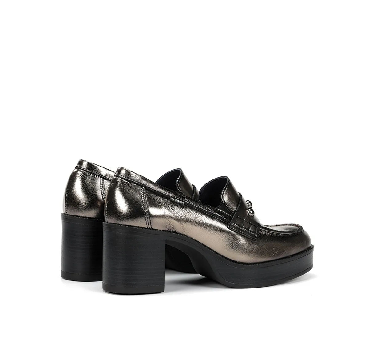 Fluchos Bowy D9586 mocassini donna argento tacco