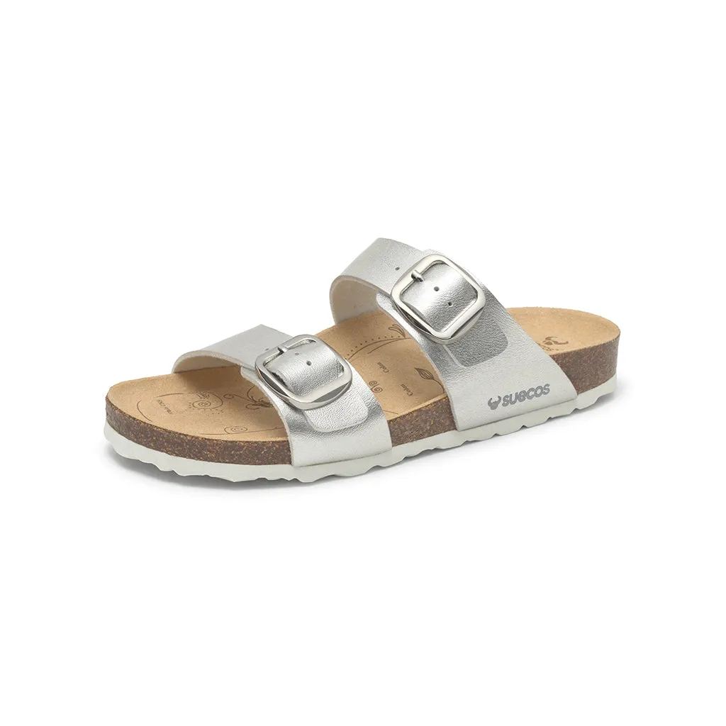 Suecos Vind sandali argento piani