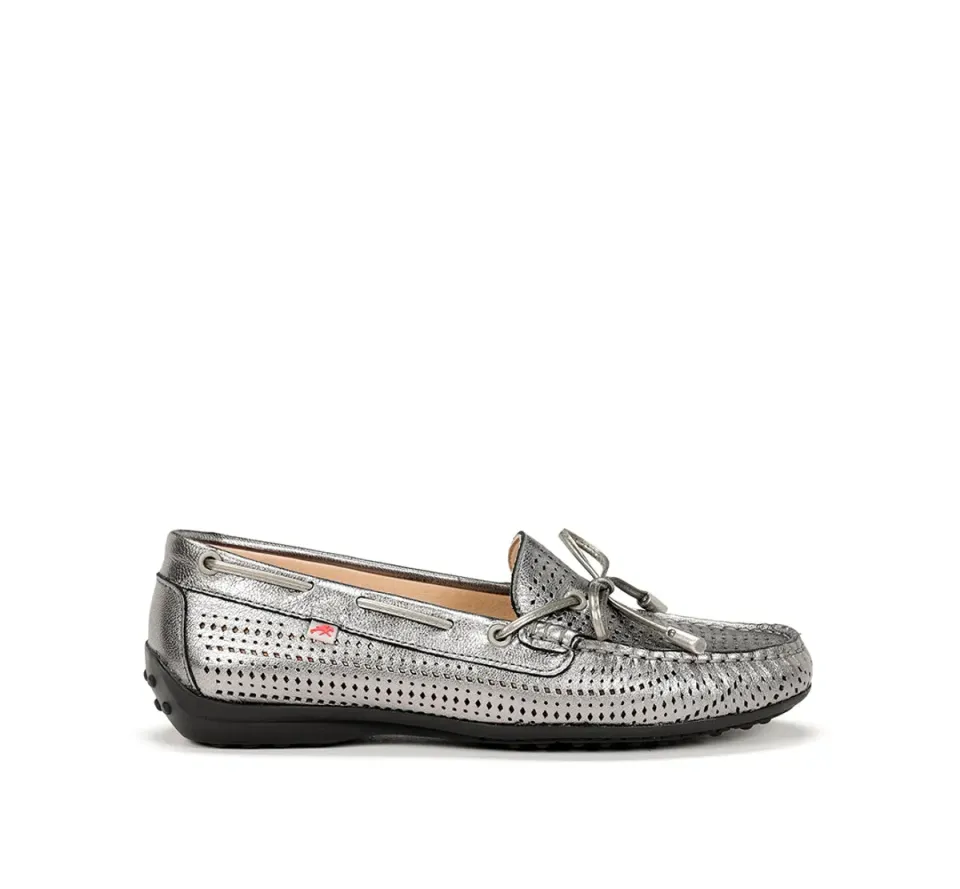 Fluchos Bruni F1428 mocassini donna argento pelle