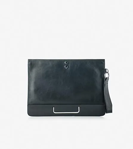 Alexander Smith Pochette pelle e nylon con borchie 32 cm