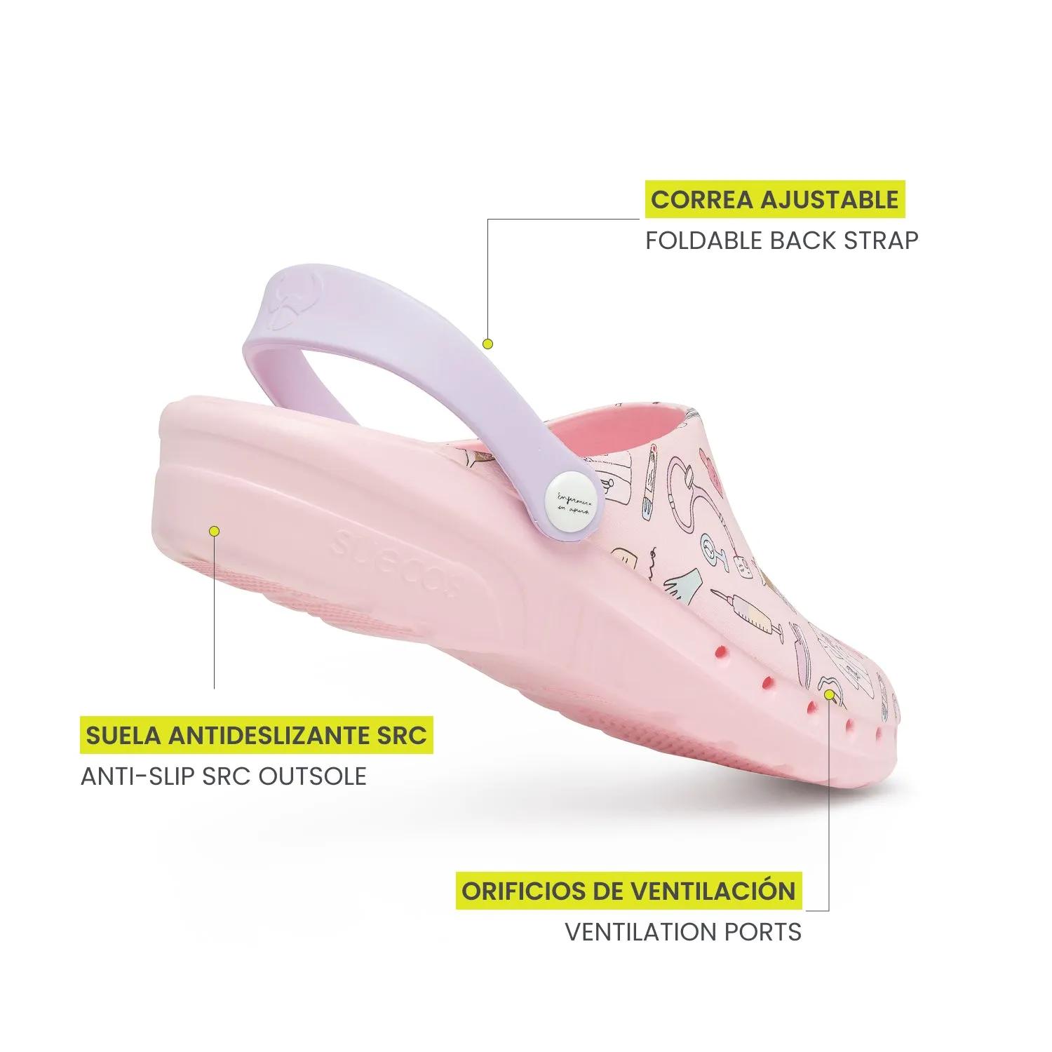 Suecos Oden+ zoccoli sanitari donna rosa fantasia