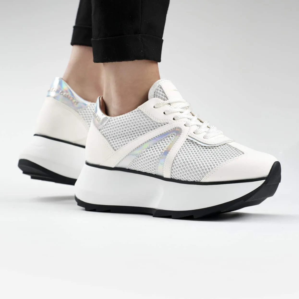 Alexander Smith Chelsea White sneakers donna rete glitter plateau