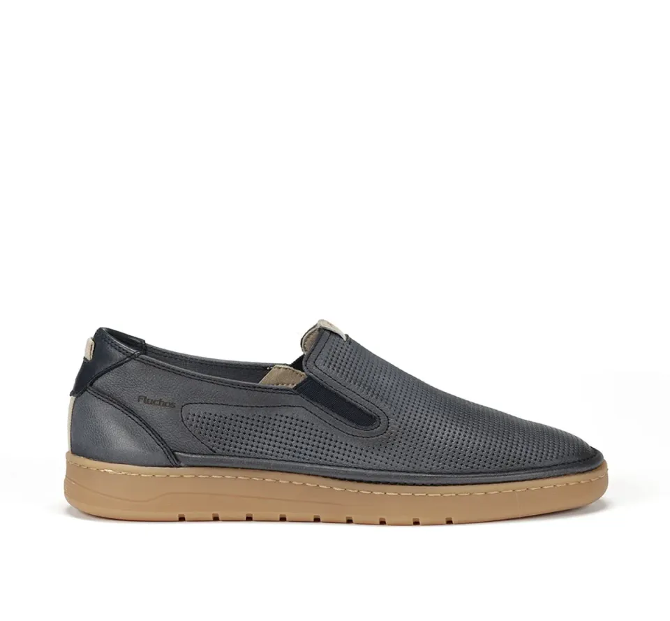 Fluchos Leo F1946 Slip On Uomo Blu Suola Caramello