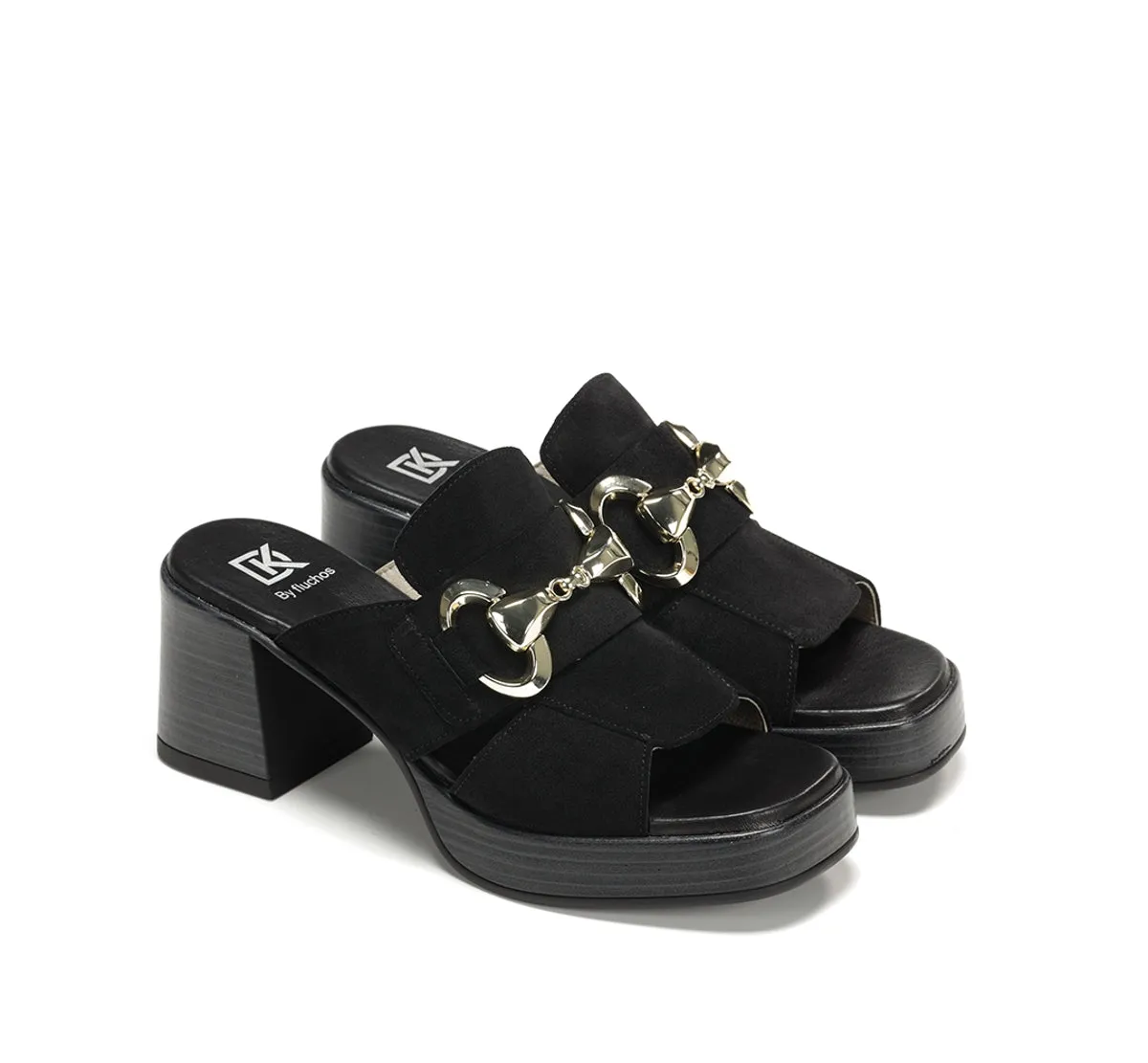 Fluchos Diamond D9284 sandali donna neri tacco largo