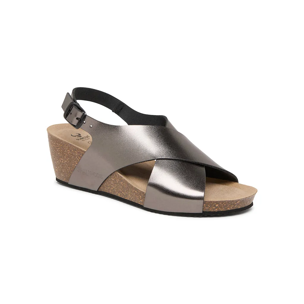 Suecos Ros Soft sandali grigio metallizzato zeppa