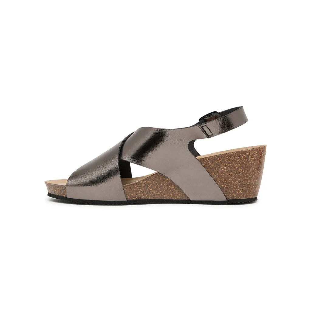 Suecos Ros Soft sandali grigio metallizzato zeppa