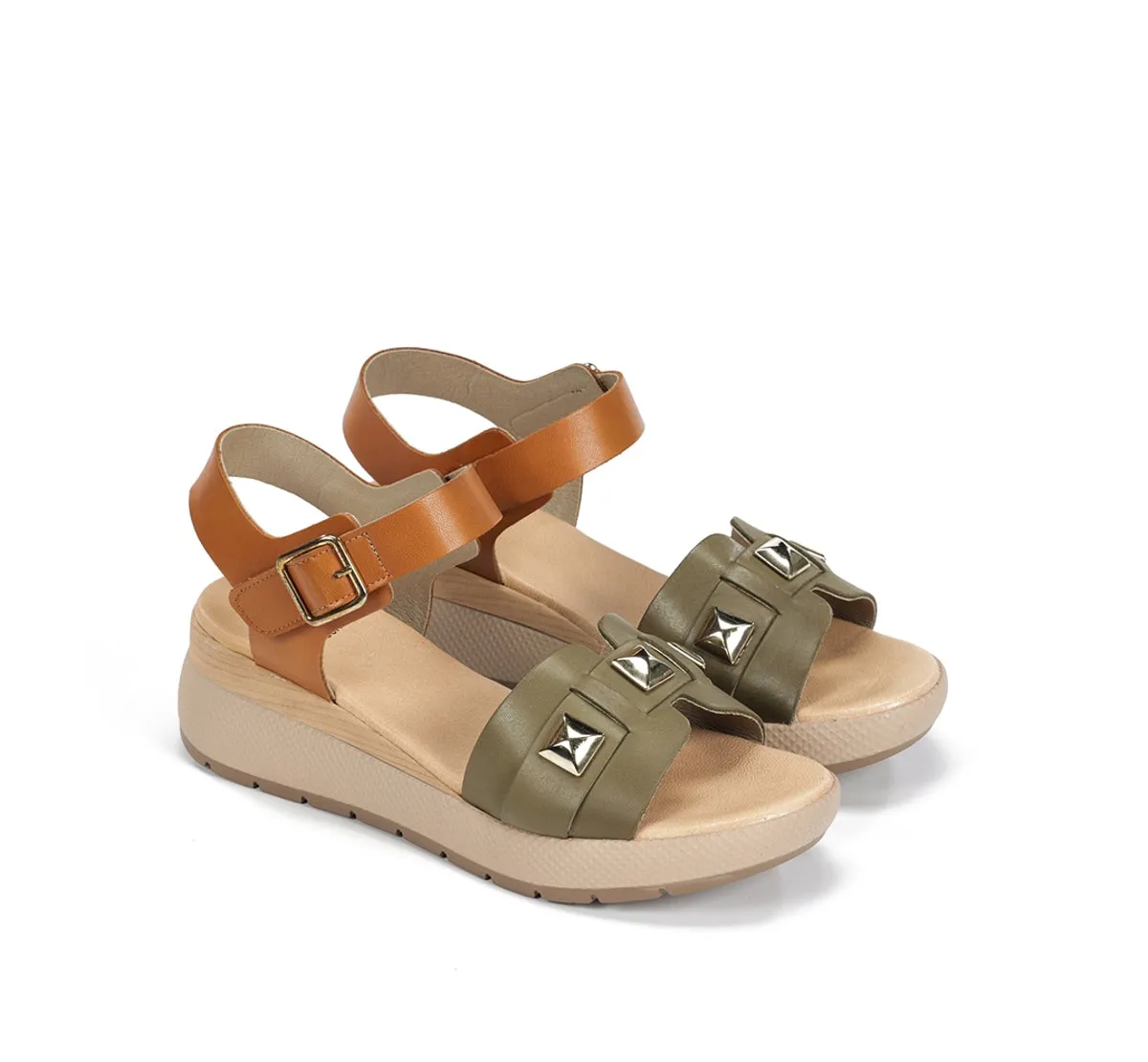 Dorking Ever D9497 sandali donna verde cinturino fibbia