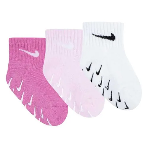 Nike 3pk Gripper Qtr calzini bambini rosa 3 paia cotone