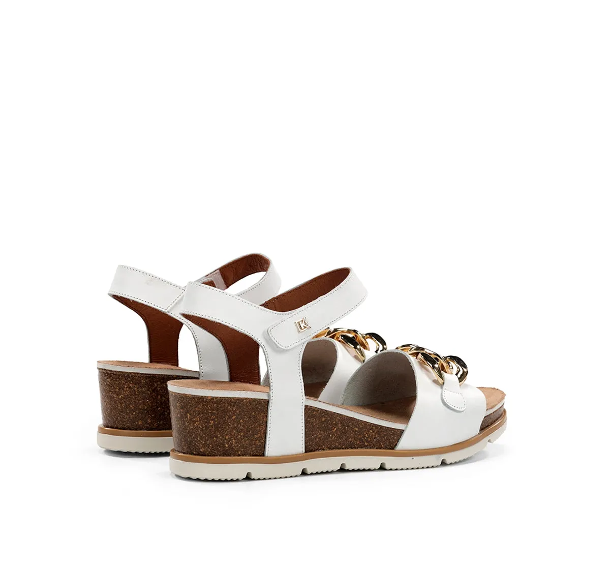 Fluchos Gold D9511 sandali con zeppa bianchi donna