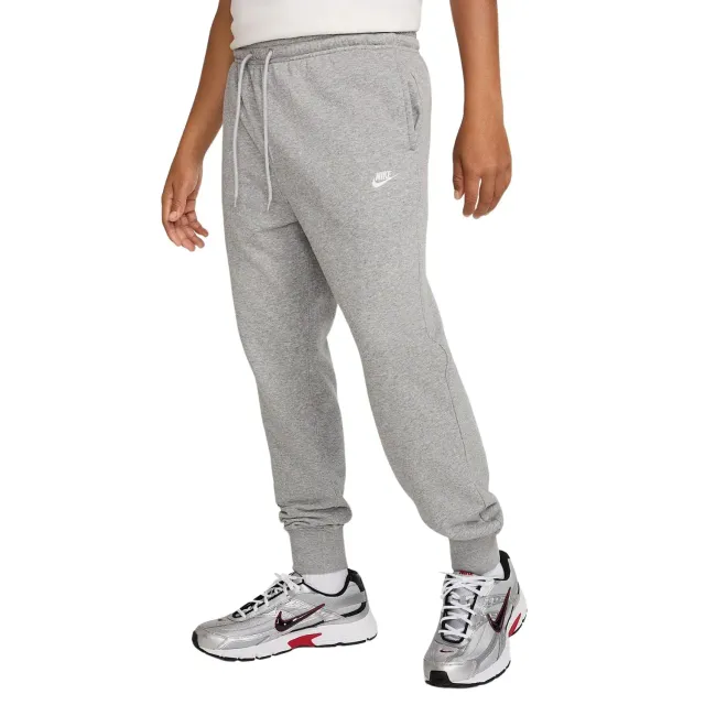 Nike Squad pantaloni tuta uomo grigio pile banda bianca