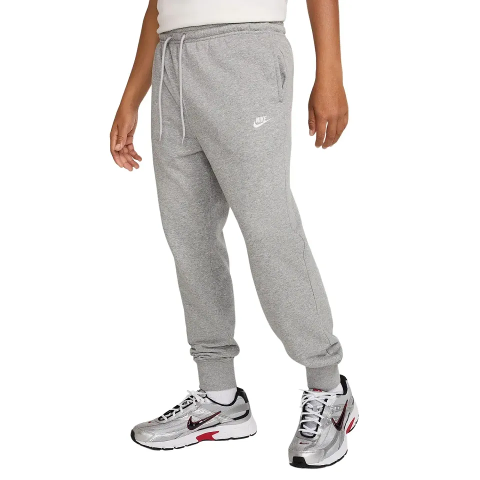 Nike Squad pantaloni tuta uomo grigio pile banda bianca