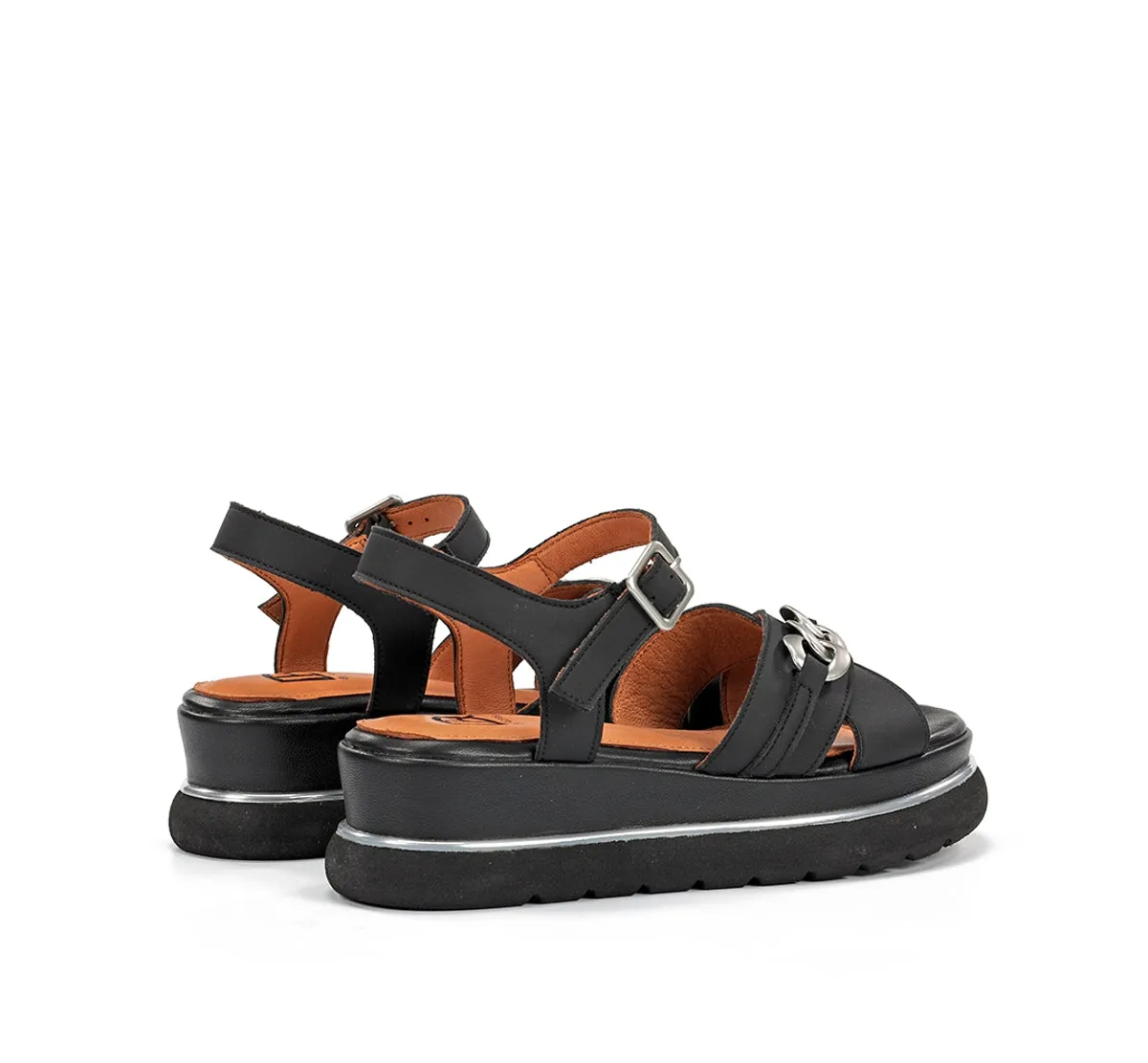 Fluchos Nika D9527 sandali donna neri fibbia