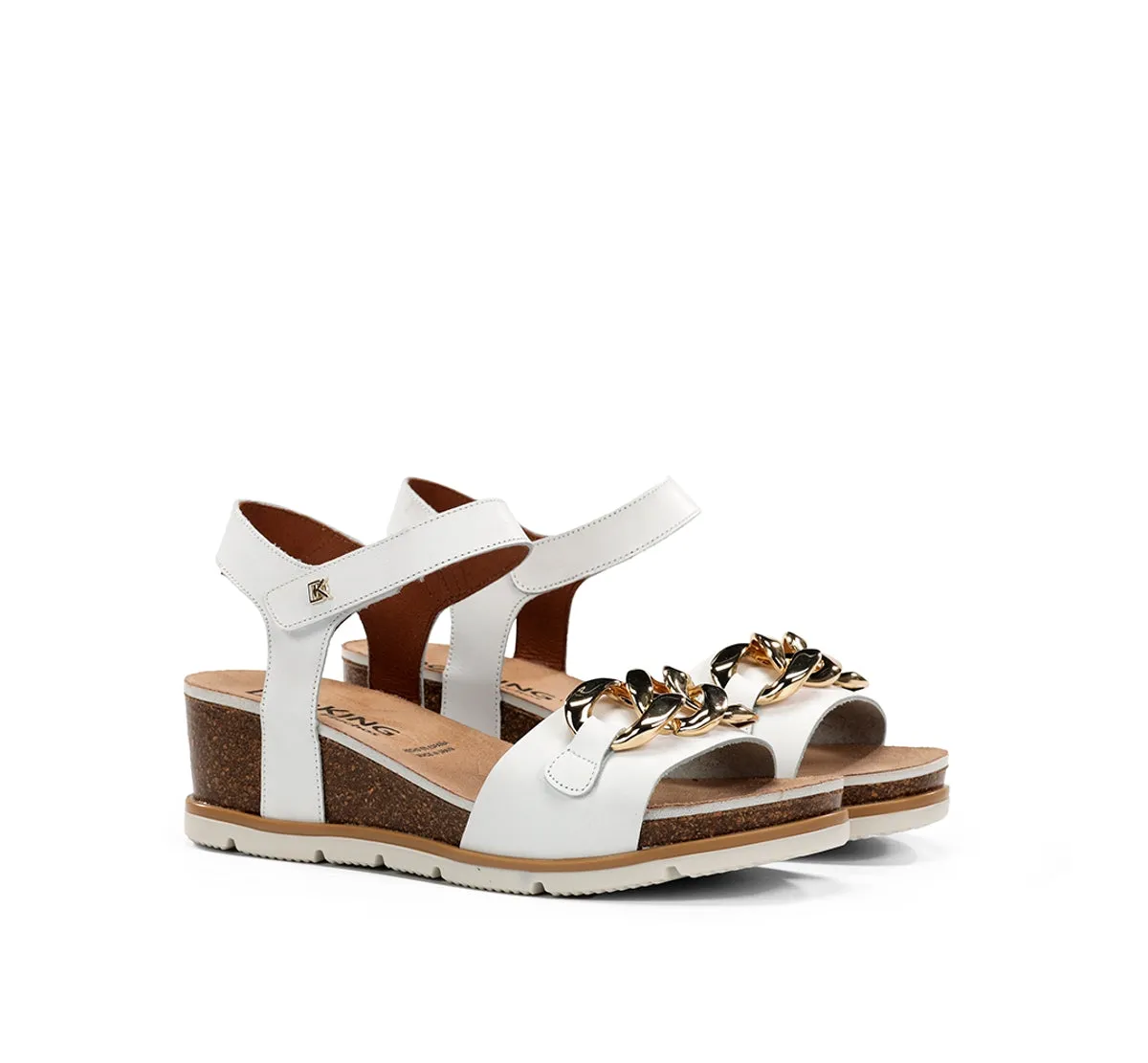 Fluchos Gold D9511 sandali con zeppa bianchi donna