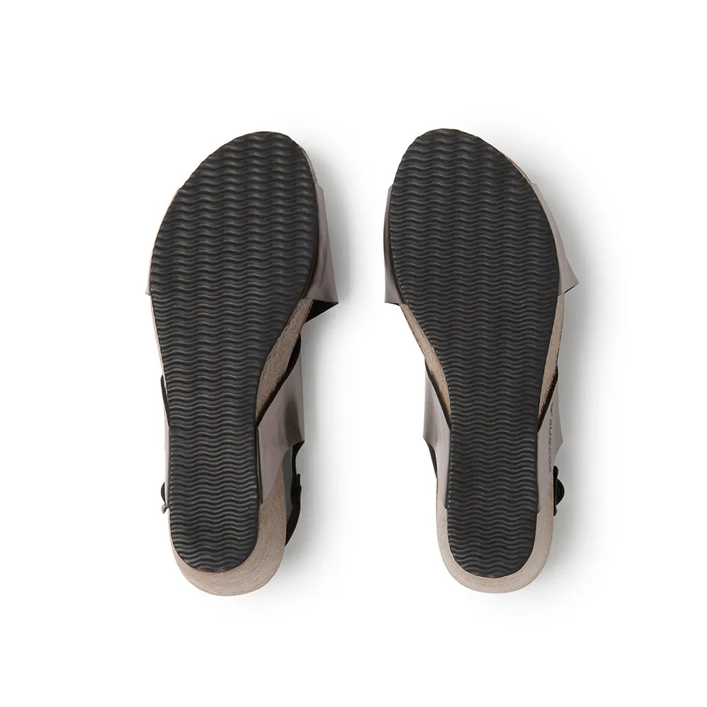Suecos Ros Soft sandali grigio metallizzato zeppa