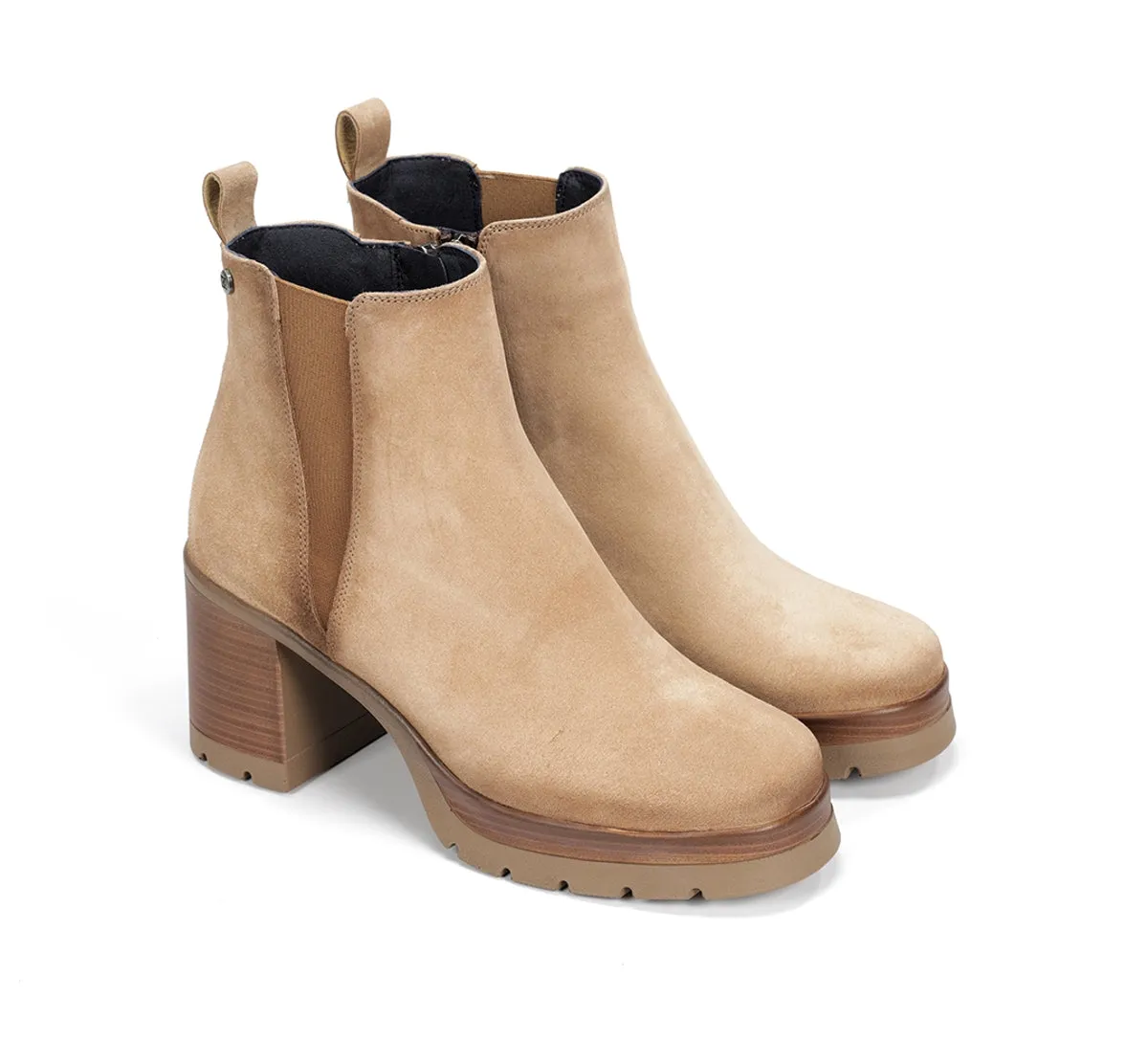 Fluchos Dorking Safe D9414 stivaletti donna taupe tacco legno