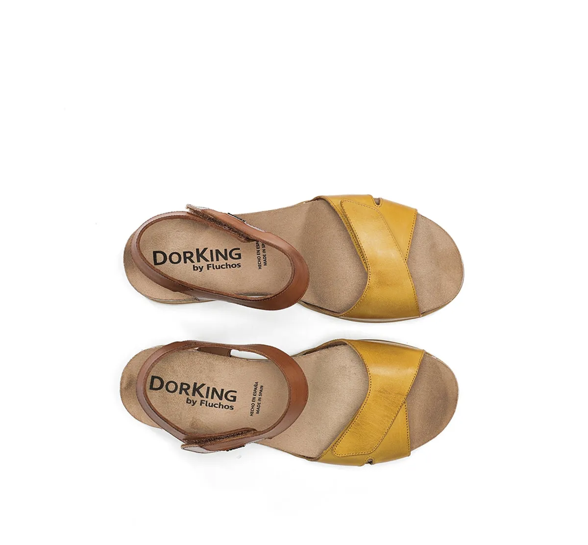 Fluchos Gold D9512 sandali zeppa donna gialli