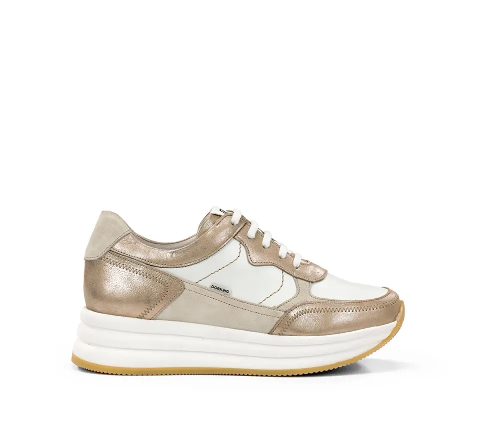 Fluchos Draz D9436 sneakers donna oro con zeppa