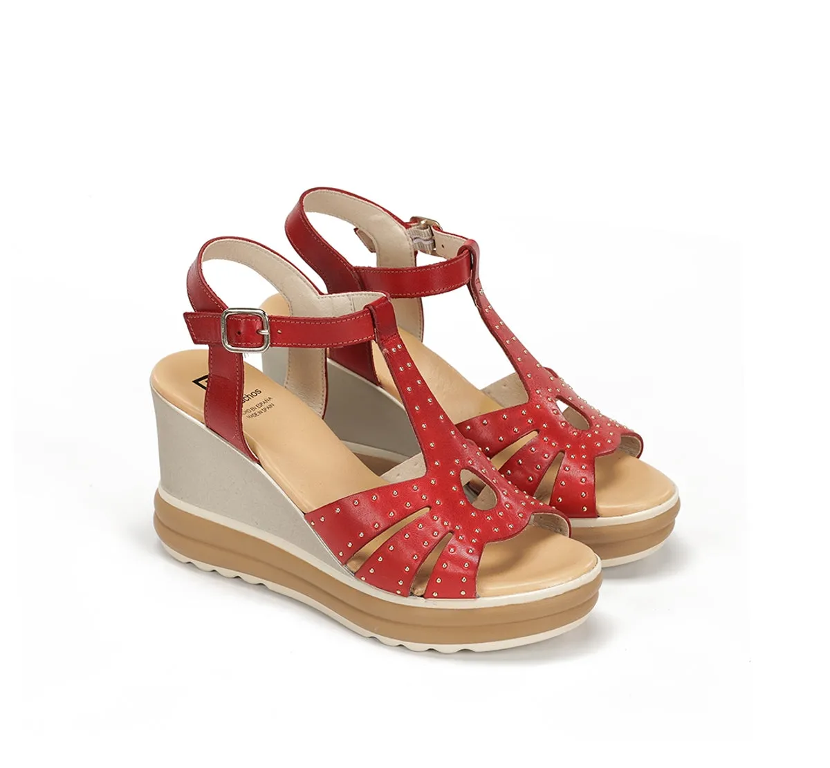 Fluchos Diane D9701 sandalo donna rosso con zeppa