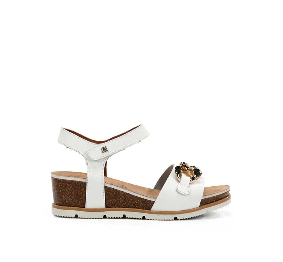 Fluchos Gold D9511 sandali con zeppa bianchi donna