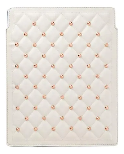 Alexander Smith Borchie custodia tablet iPad bianca 19,5x25 pelle