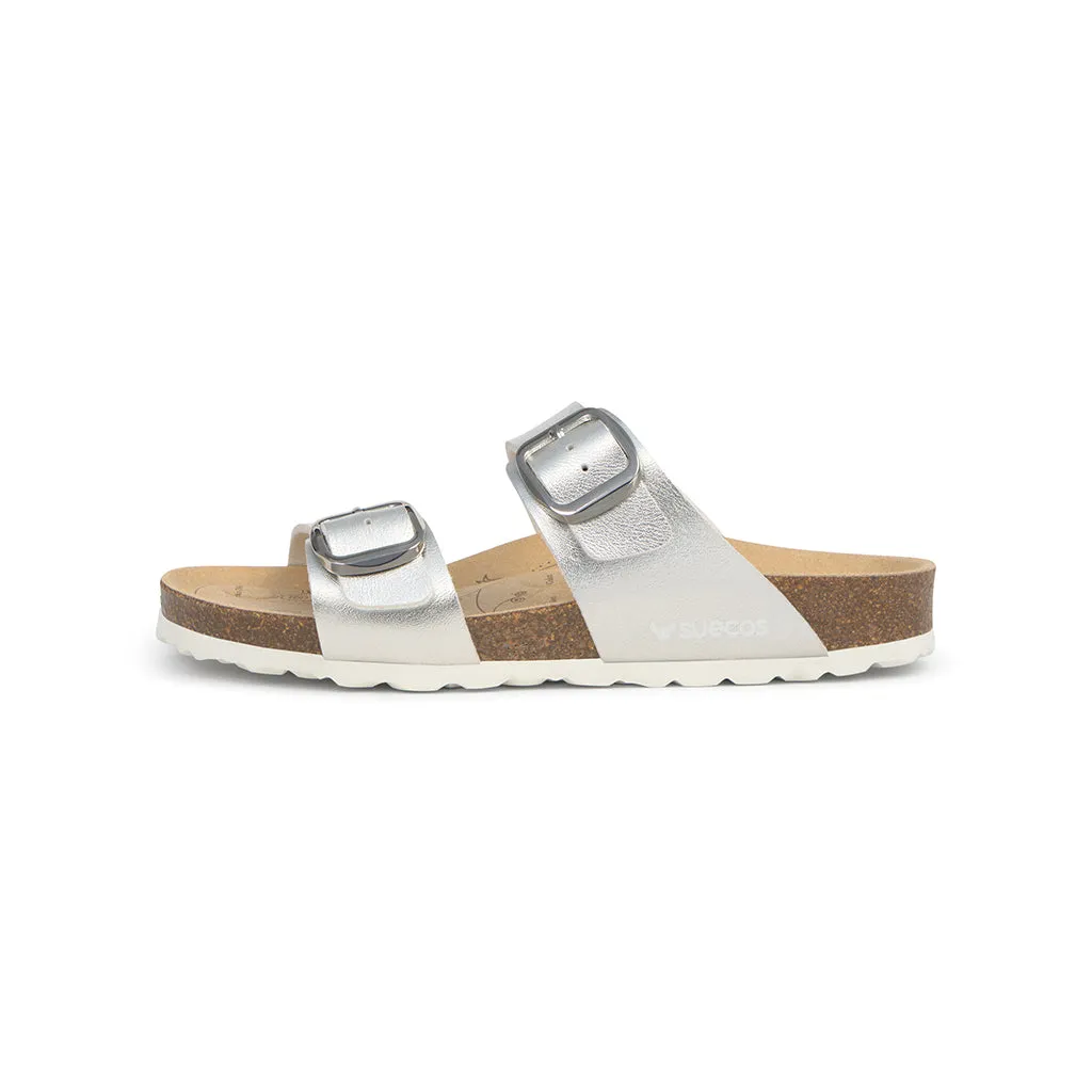 Suecos Vind sandali argento piani