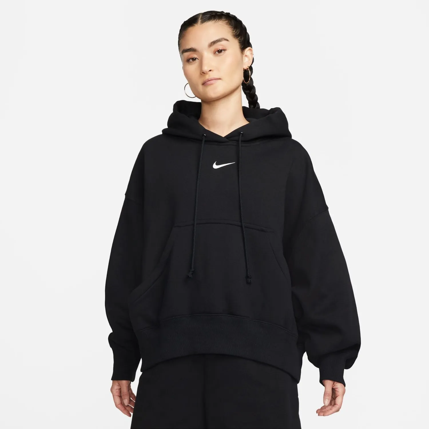 Nike Phoenix Fleece felpa cappuccio donna L nera