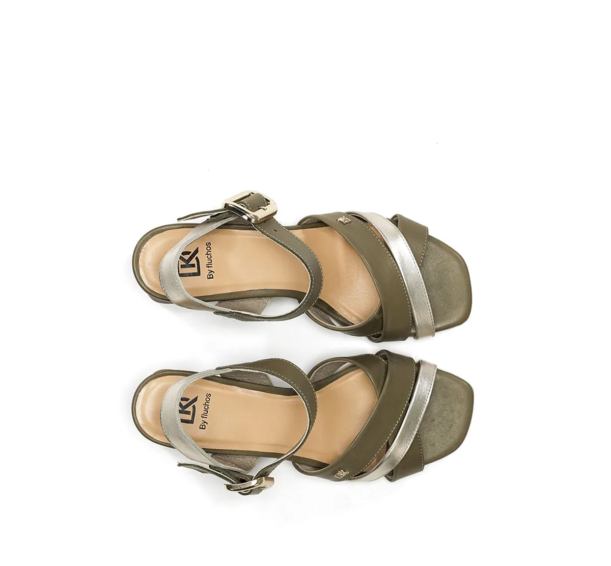 Fluchos Larus D9461 sandali verdi tacco sagomato