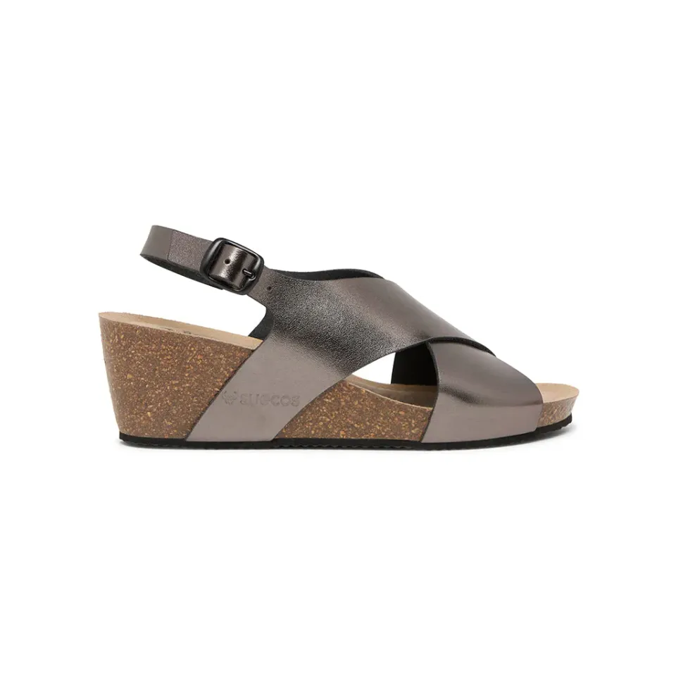 Suecos Ros Soft sandali grigio metallizzato zeppa